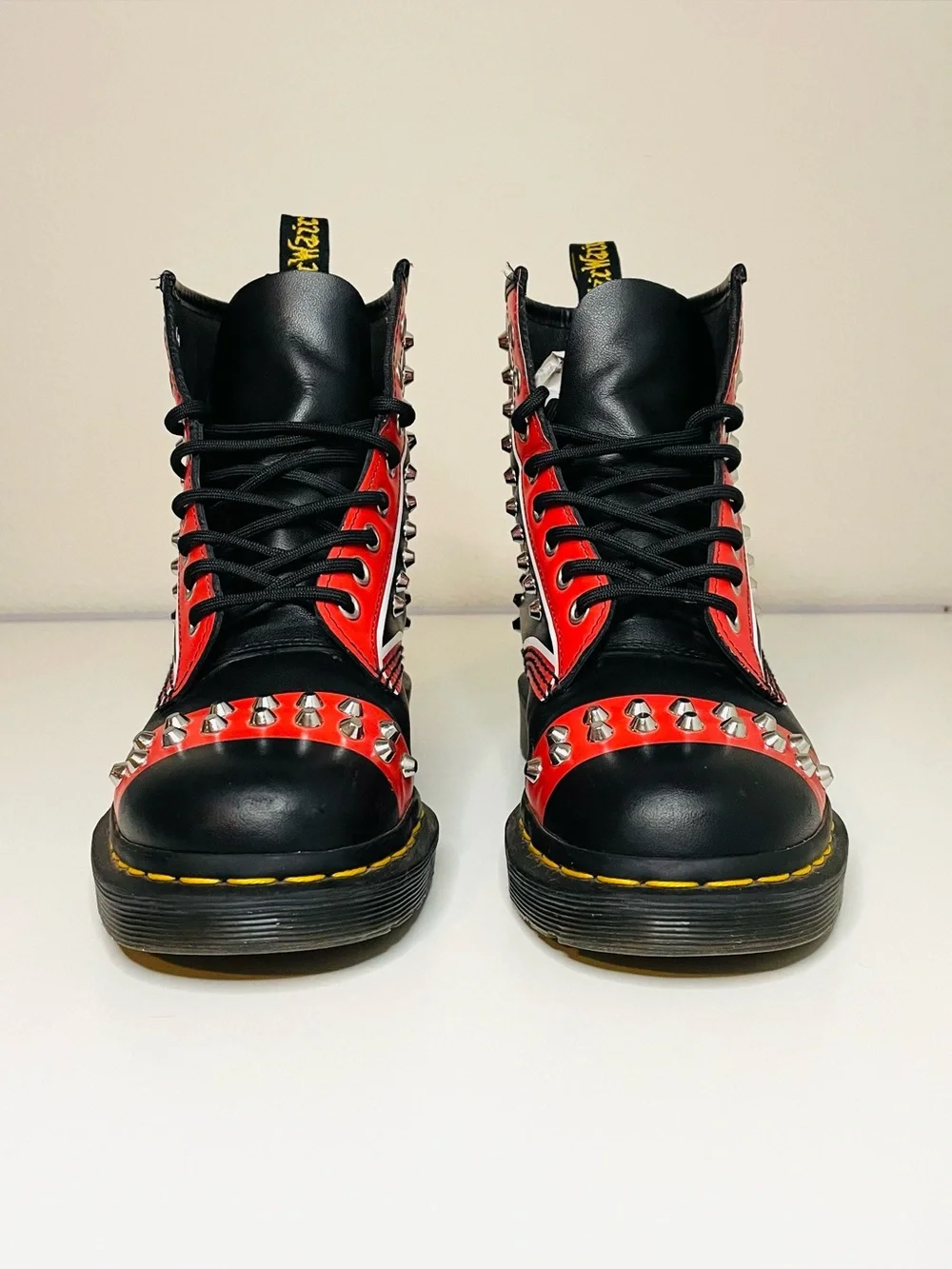 Dr. Martens 1460 Bex Black And Red Studded Lace-up Boots - Picture 2 of 7